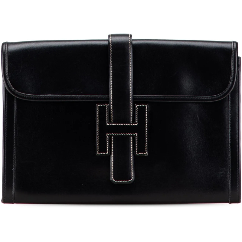 Hermès Pochette Box Calf Jige 29 schwarz