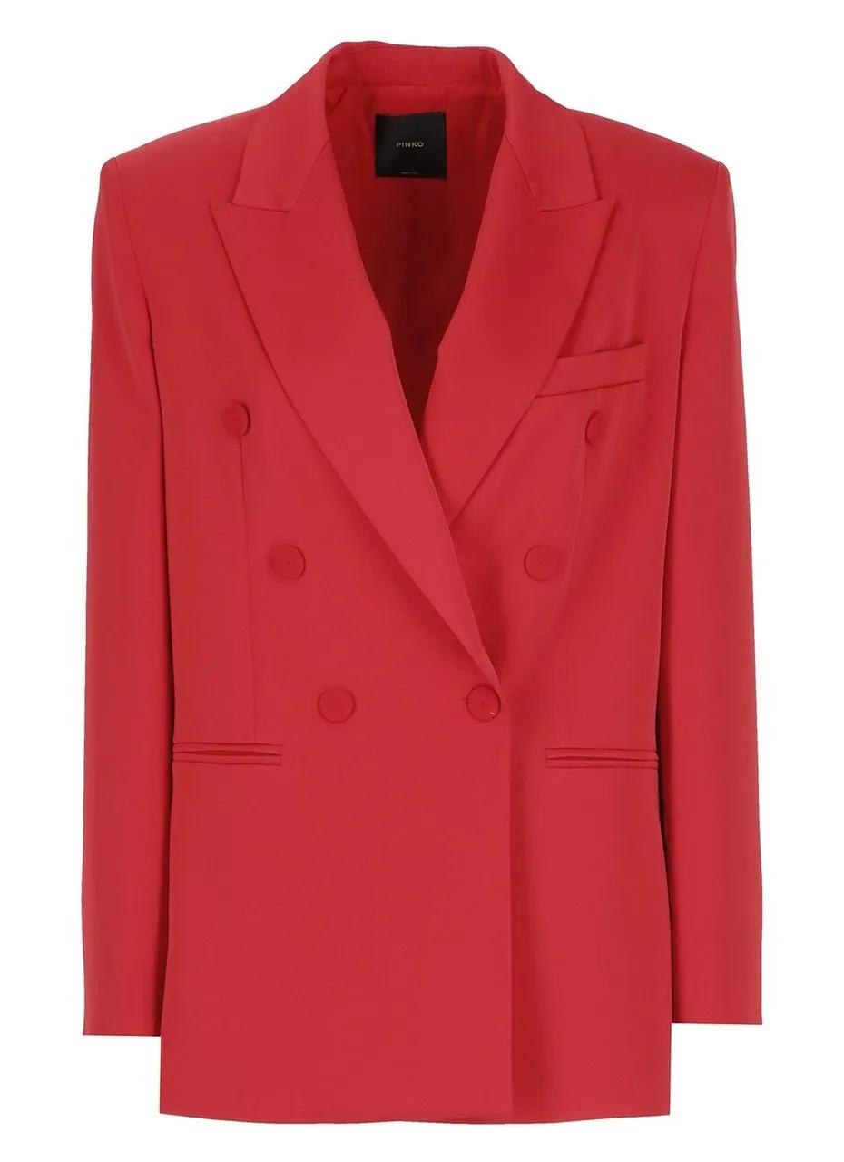 Thumbnail - Pinko - Double-Breasted Tailored Jacket With Sharp Lapels - Größe 40 - weiß