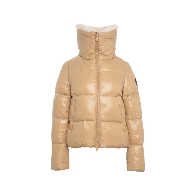 Save the Duck  Quilted Puffer Jacket With Soft Faux Fur Collar Neutrals
