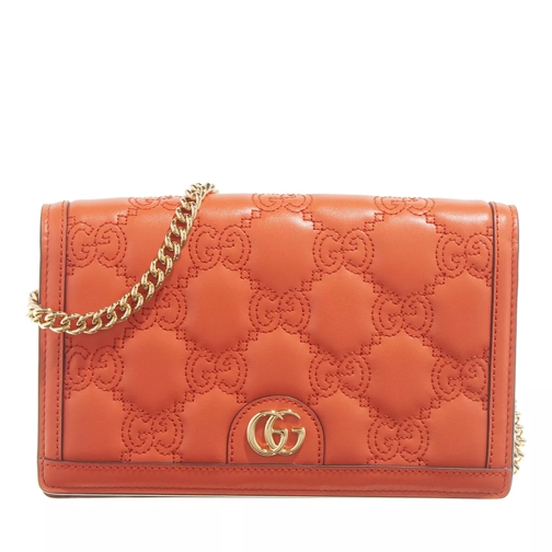 Gucci Leather Wallet on Chain Deep Orange Portemonnee Aan Een Ketting