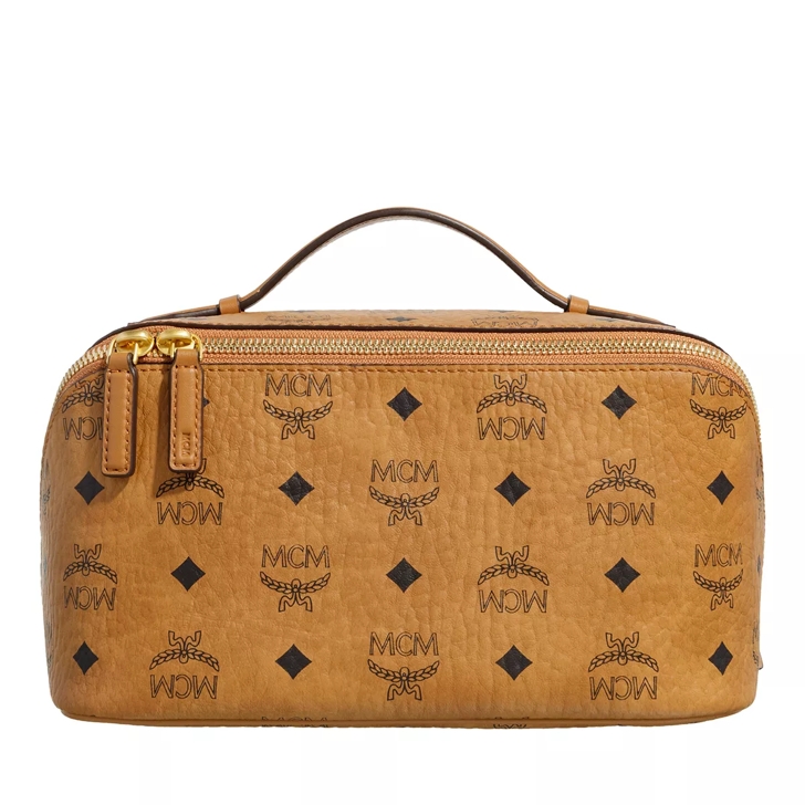 MCM Otmr Vi Toiletry Bag Medium Cognac Cosmetic Case