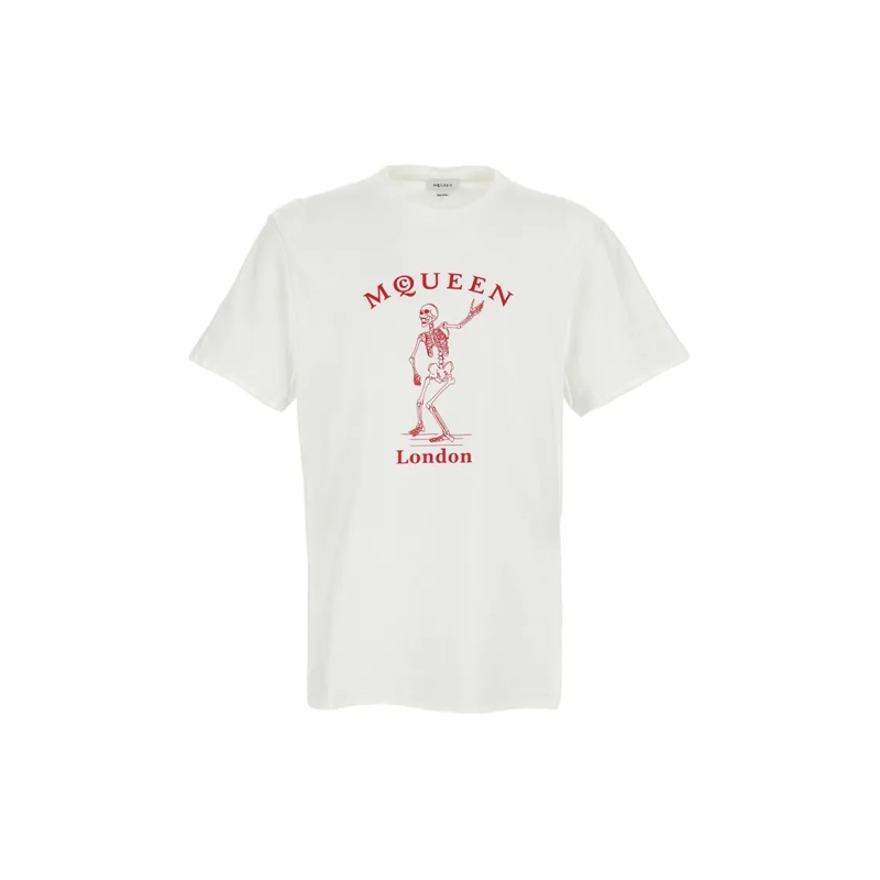 Alexander McQueen T-shirt Skeleton Print Crew-Neck T-Shirt With Bold Graphic White