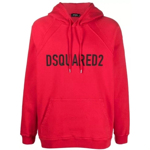 Dsquared2 Raised-Logo Drawstring Hoodie Red 
