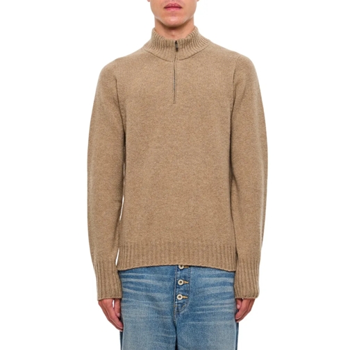 Drumohr Pull Half Zip Sweater Brown