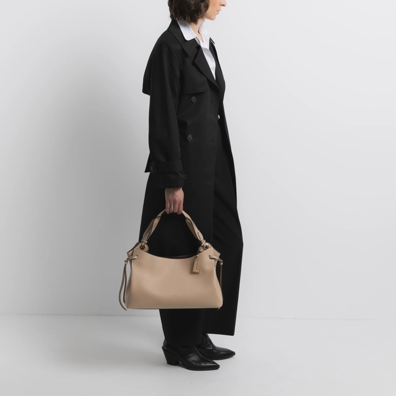 Lancel Draagtas Swann Smooth & Grained Cowhide Leathers - M Carrya Cappuccino(Image 2)