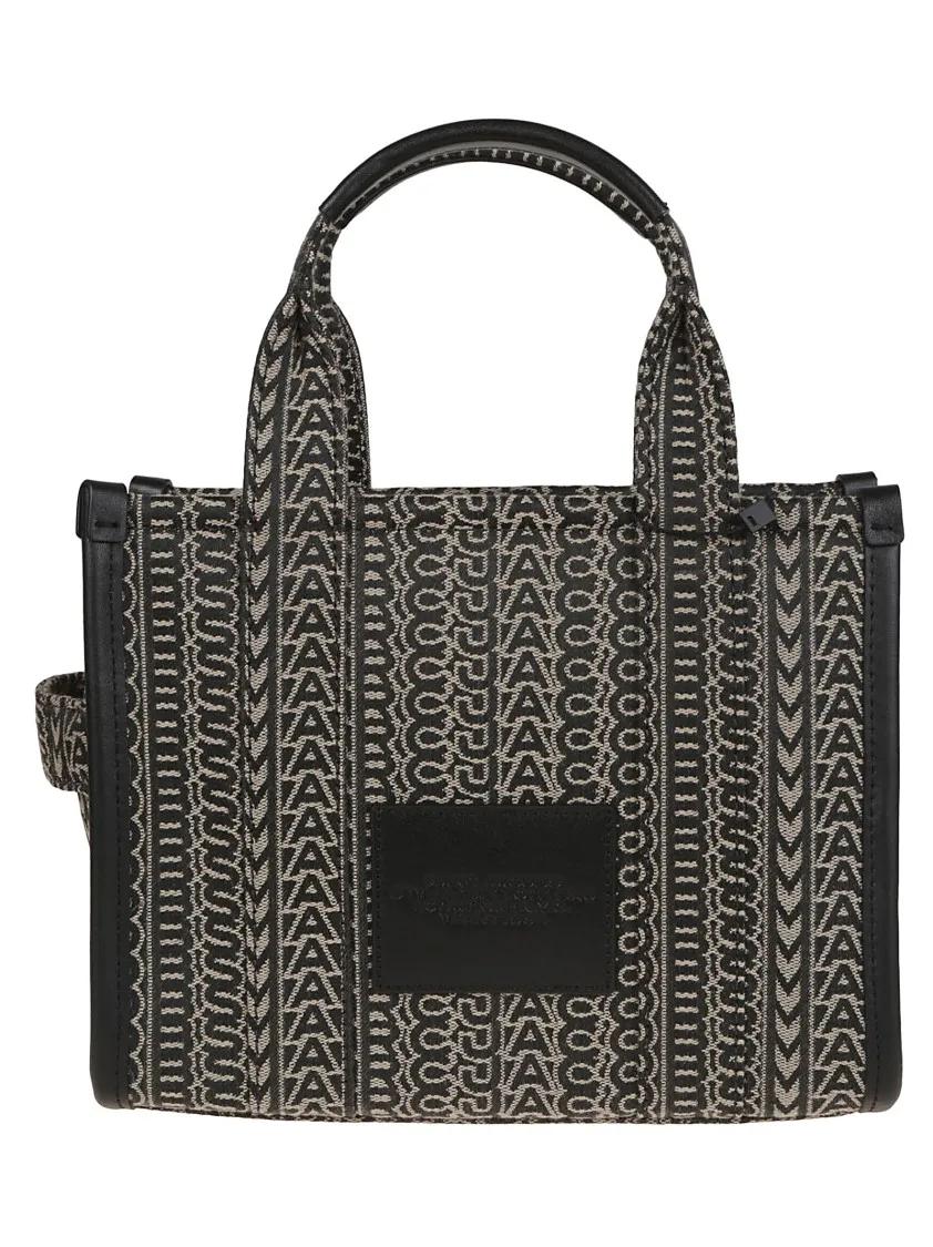 Marc Jacobs Shoppers & Totes Jacquard Fabric Small Tote With Embroidered Monogr in bruin