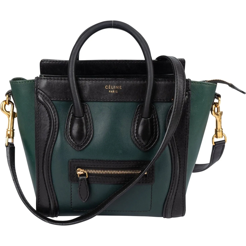 Celine Tote Celine Bicolor Leather Luggage Handbag grün