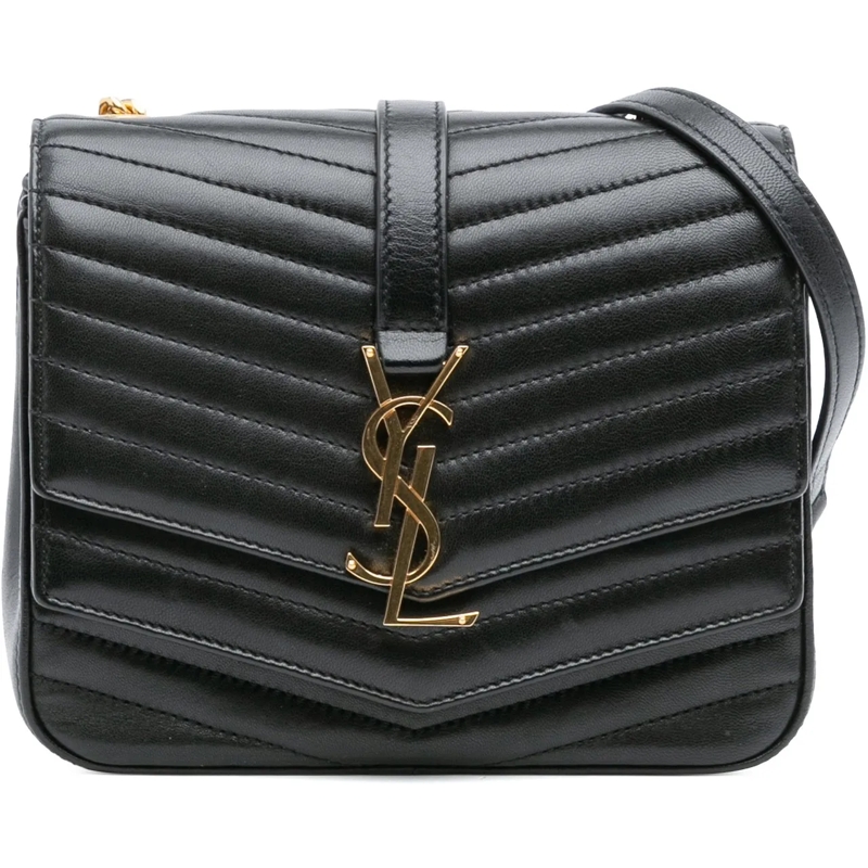 Saint Laurent Schultertasche Small Chevron Lambskin Monogram Sulpice Bag schwarz