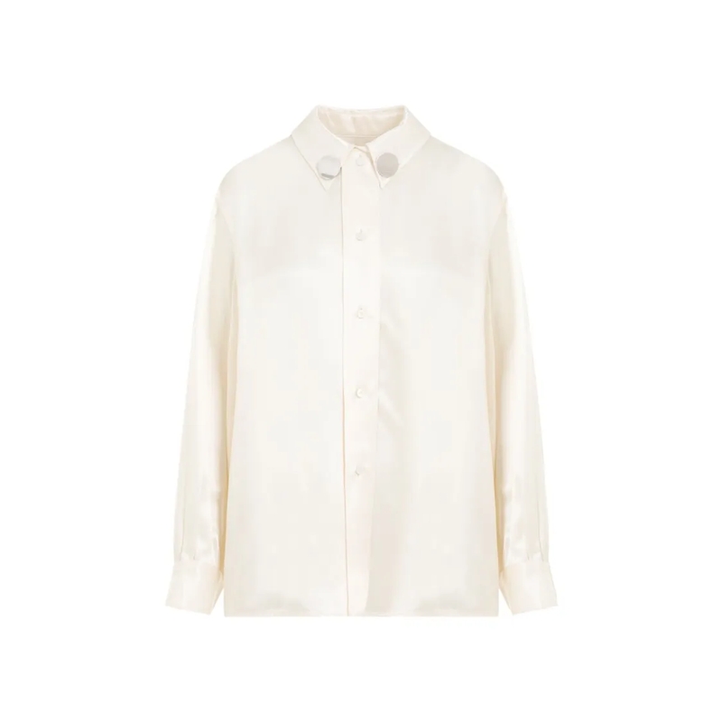 Jil Sander Overhemd Beige Viscose Shirt White