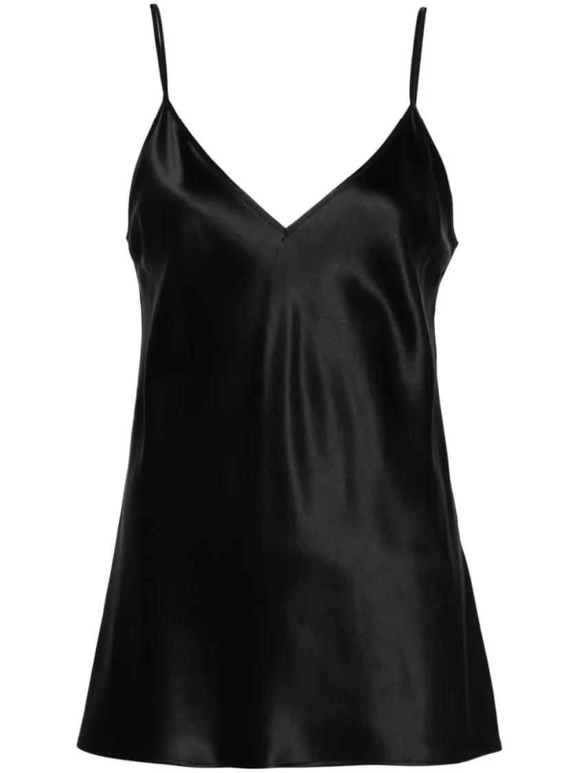 Joseph - Black V-Neck Silk Top - Größe 36 - schwarz