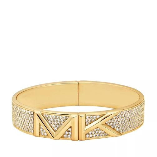 Michael Kors 14K Gold-Plated Faceted MK Pavé Bangle Gold Armband