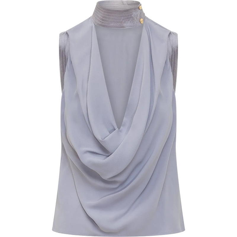 Elisabetta Franchi Bluse Camicia Senza Maniche Con Scollo Drappeggiato grau
