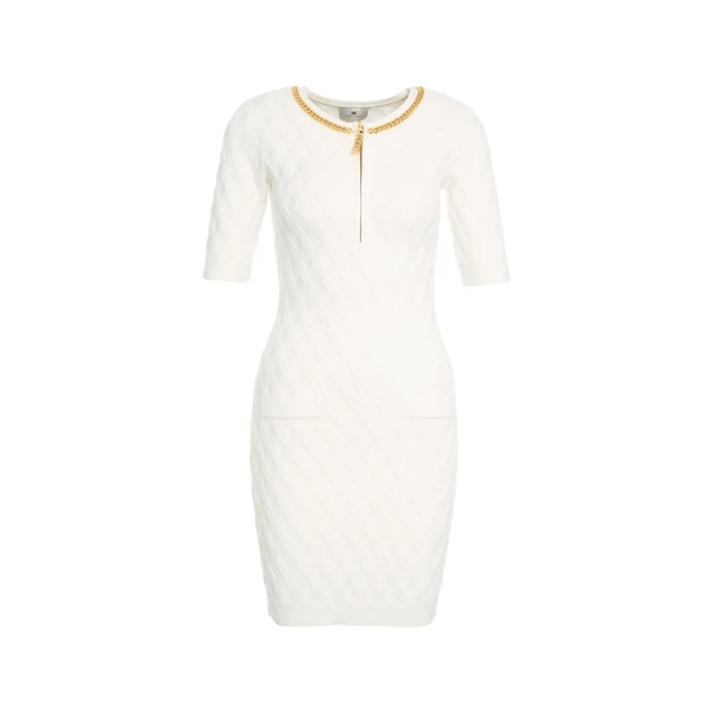 Elisabetta Franchi Mini-jurk Mini Dress With Chain Details White