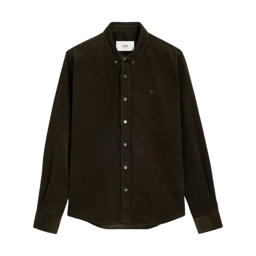 AMI Paris Brown Corduroy Shirt Brown Hemden