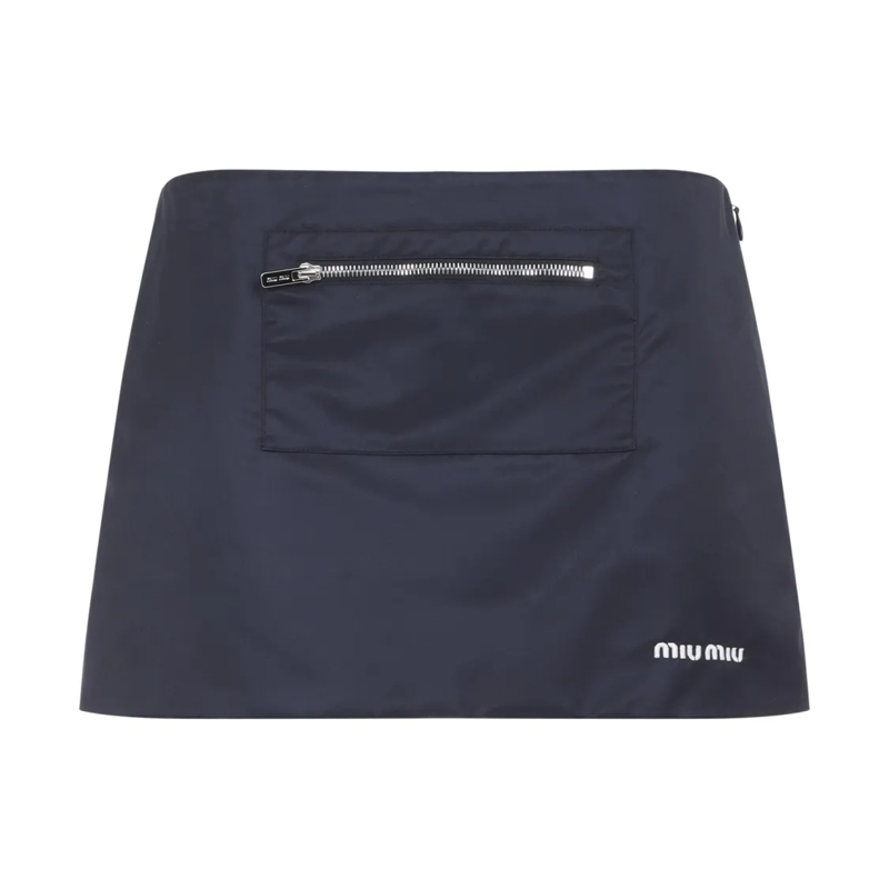 Miu Miu Minirok Minimalist Blue Mini Skirt With Zipper Pocket Grey
