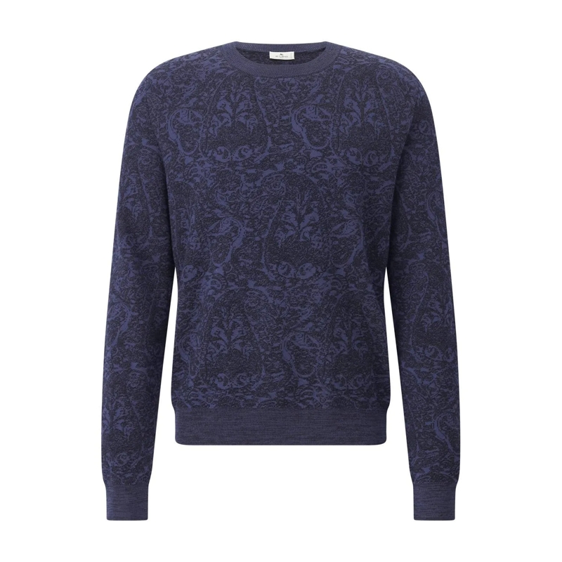 Etro Pull Strickpullover mit Paisley-Muster Dunkelblau