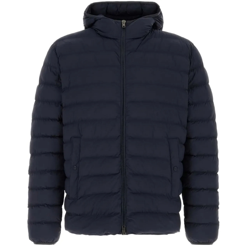 Herno Doudoune Packable Black Bomber Jacket With Quilted Design Blue