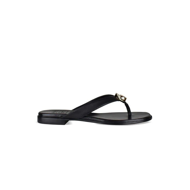Givenchy Sandalen Black Leather Sandals With Gold-Tone Detail Black