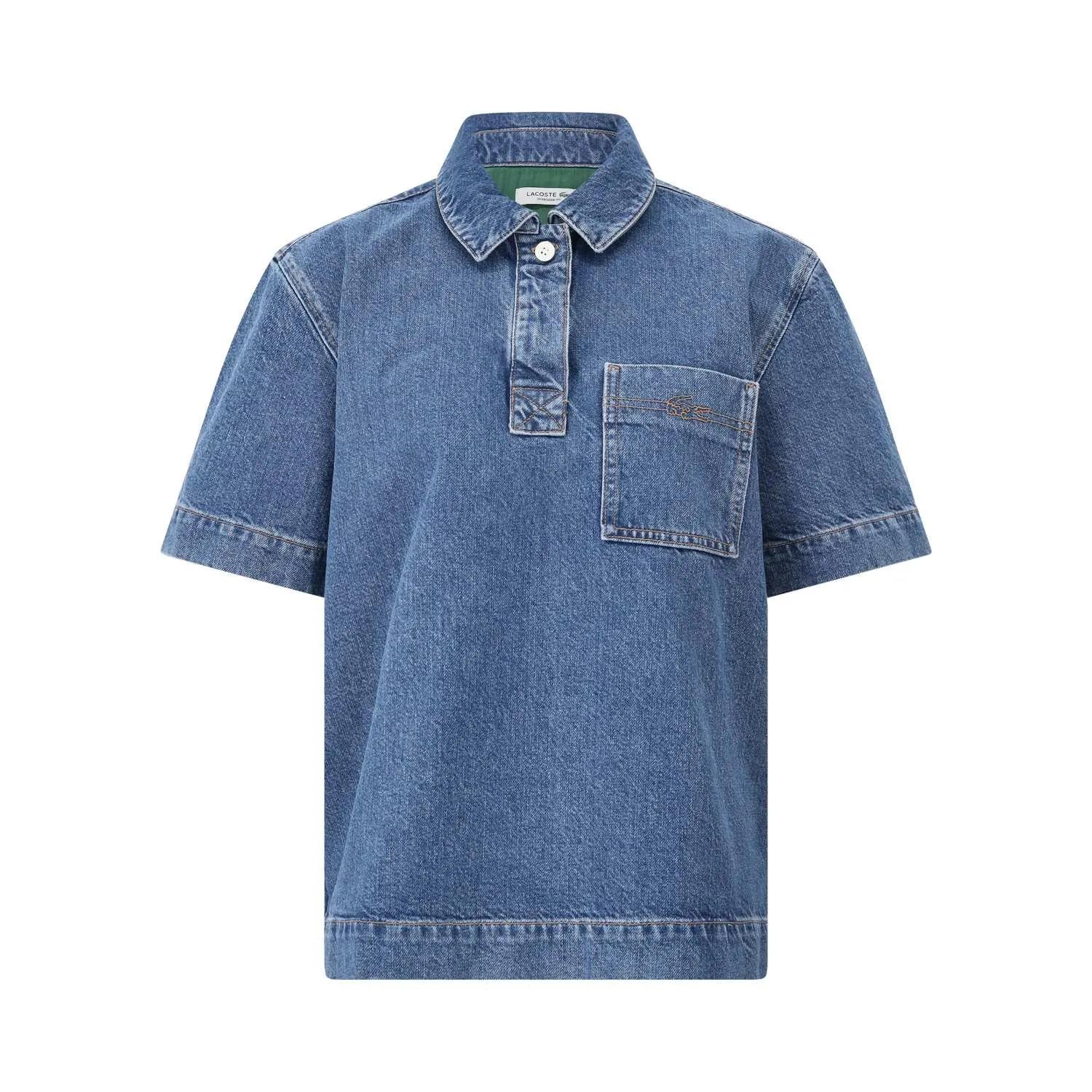 Thumbnail - Lacoste - Denim Poloshirt aus Baumwolle - Größe 34 - blau