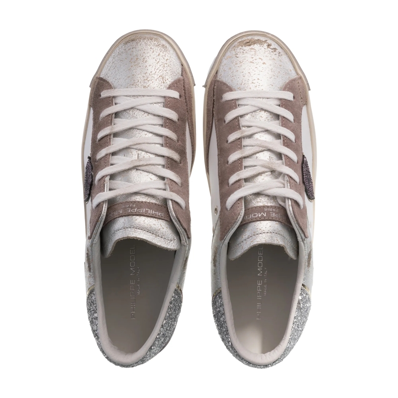 Philippe Model Low-Top-Sneaker Prsx Low Woman Veau Python Mix_Blanc Violet(Image 4)