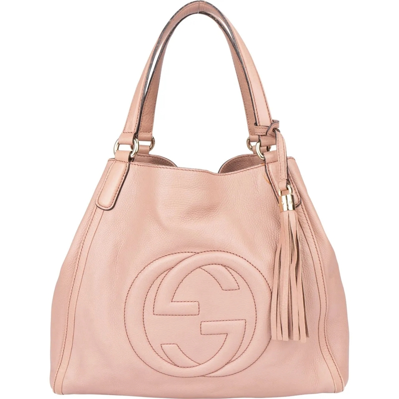 Gucci Schultertasche Gucci Pink Leather GG Soho Handbag rose