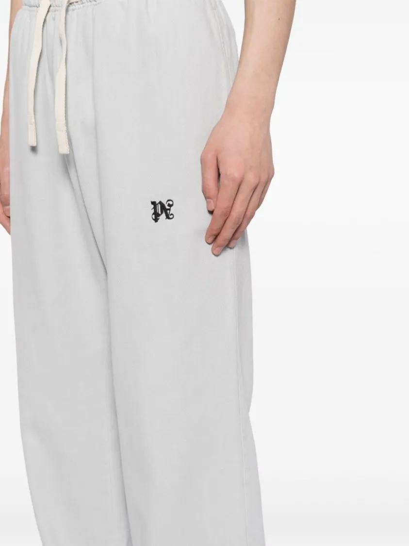 Palm Angels - Light Grey Trousers With Logo - Größe 46 - grau