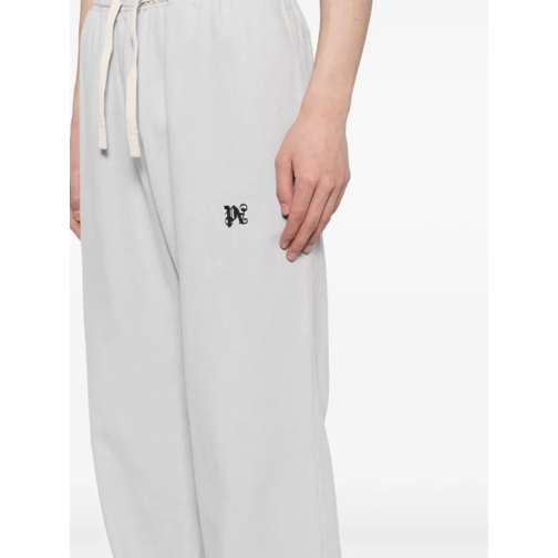 Palm Angels  Light Grey Trousers With Logo Grey