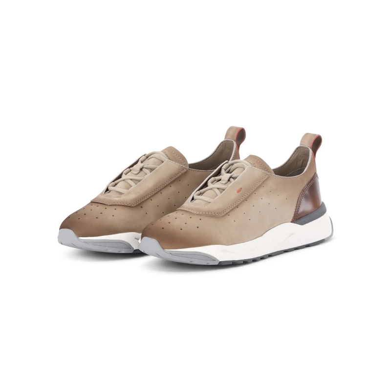 Santoni Schnürschuhe Sneaker aus Nubukleder Braun