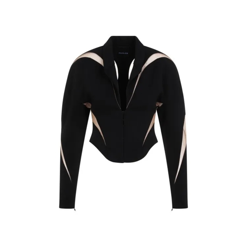 Mugler Black Nude Viscose Jacket Black Giacca di transizione