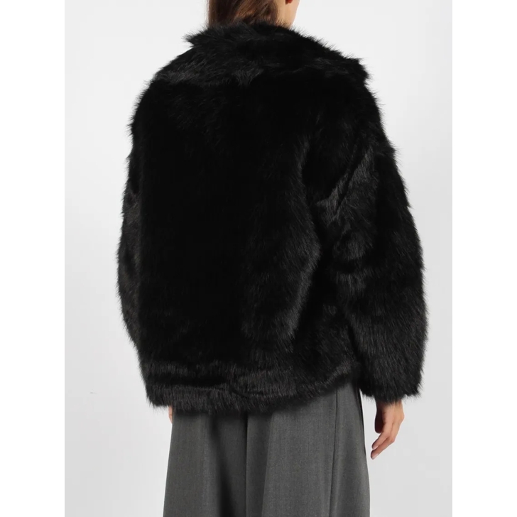 Black short faux fur jacket on sale