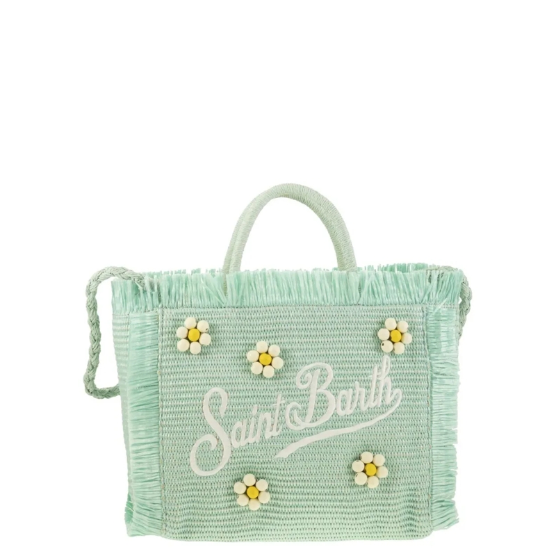 Mc2 Saint Barth Fourre-tout Colette - Straw-Effect Bag With Embroidered Logo White