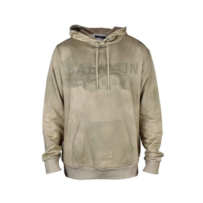 Balmain  Beige Pullover With Drawstring Hood Neutrals