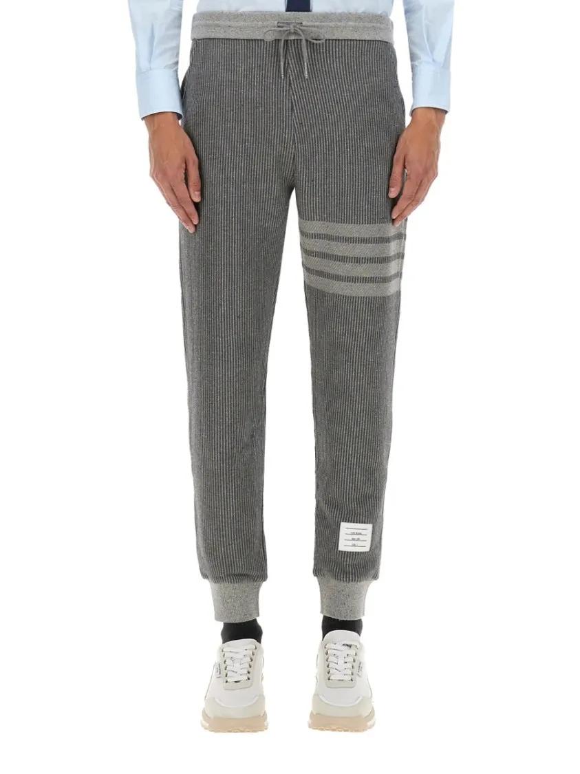Thumbnail - Thom Browne - Textured Ribbed Cotton And Silk Pants - Größe 2 - grau