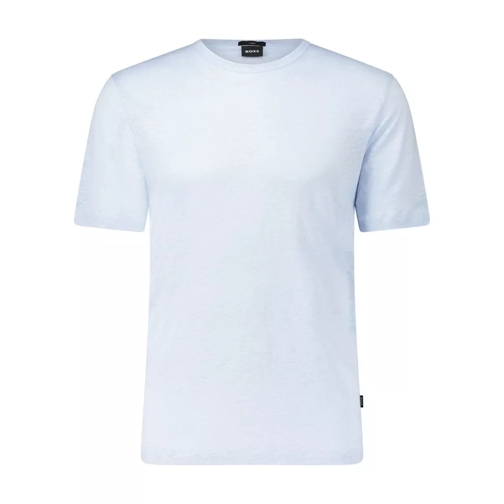 Boss Rundhals-T-Shirt Tiburt aus Leinen Hellblau 