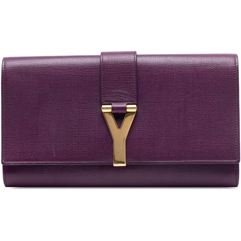 Saint Laurent Clutch Textured Leather Chyc Ligne Clutch lila
