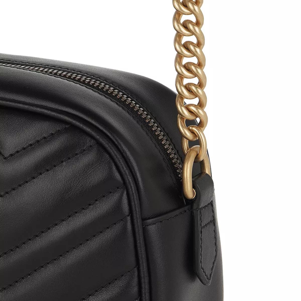 Gucci GG Marmont Matelasse Shoulder Bag Leather Nero Camera Bag