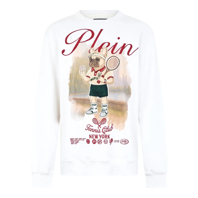 Philipp Plein Top Sweatshirt New York Tennis weiss