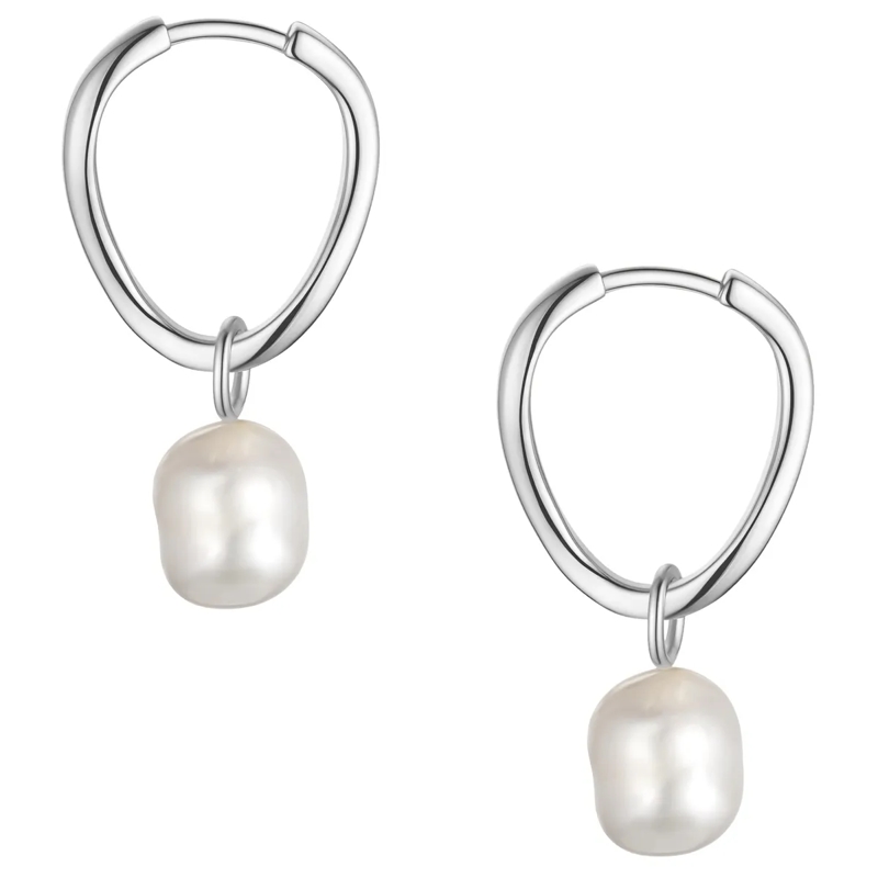 Glanzstücke München Ohrhänger Sterling Silber Perlen-Creolen Süßwasser-Zuchtperl weiss(Image 3)