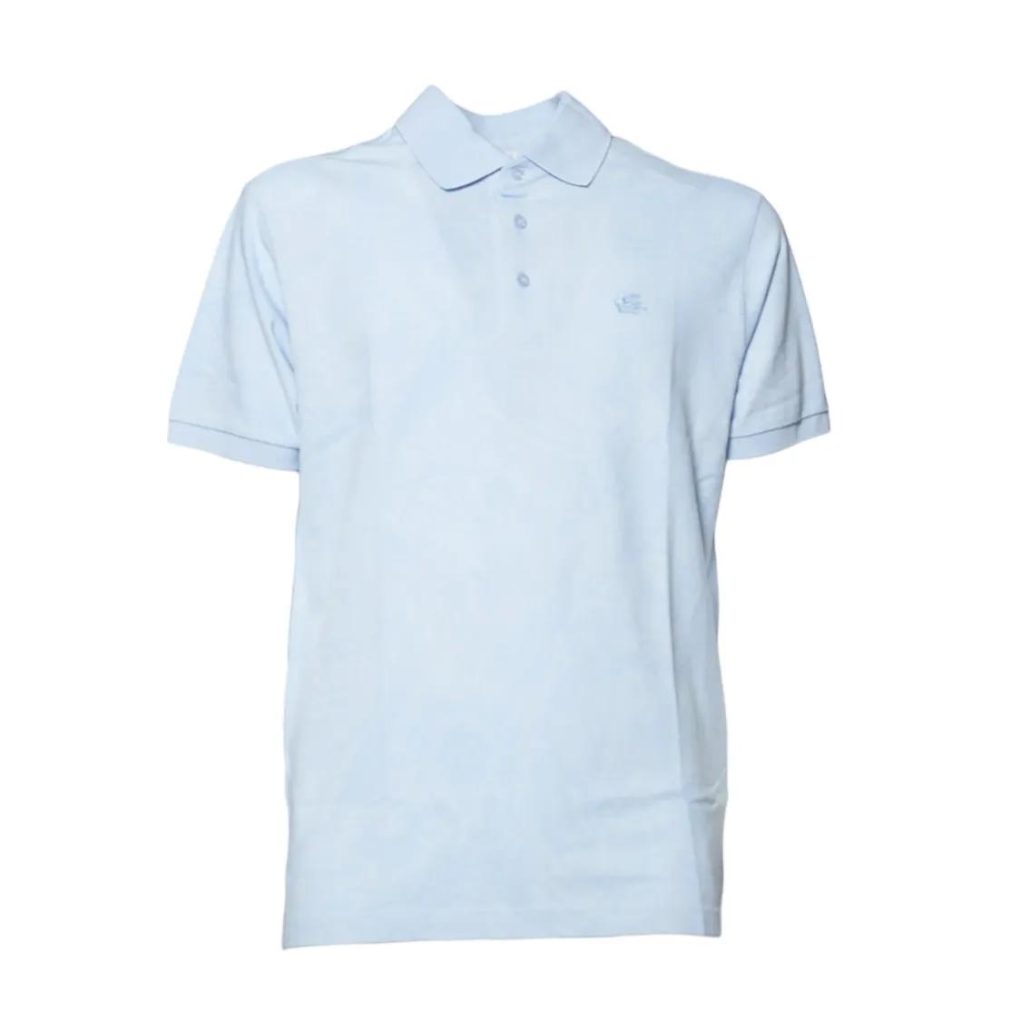 Etro Light Blue Cotton Jacquard Polo Blue | Polohemd