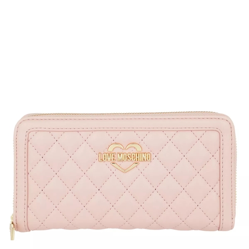 Love Moschino Quilted Logo Wallet Rosa Portemonnaie mit Zip-Around-Reißverschluss