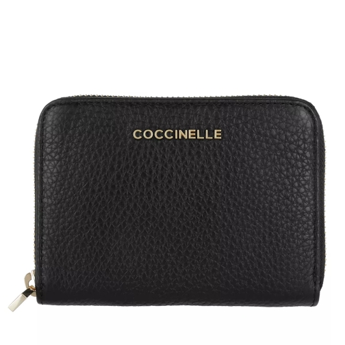 Coccinelle Metallic Soft Wallet Black Portemonnaie mit Zip-Around-Reißverschluss
