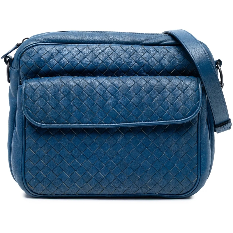 Bottega Veneta Sac à bandoulière Nappa Intrecciato Front Pocket Messenger Bag blau