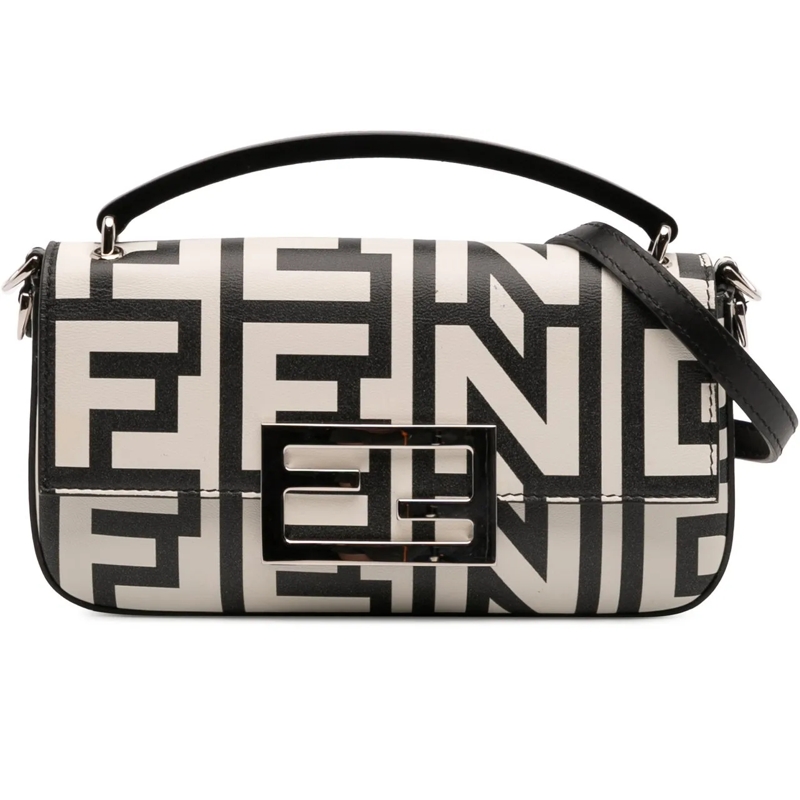 Fendi Schultertasche Marc Jacobs Nappa Vitello King Logo Print Baguette weiß