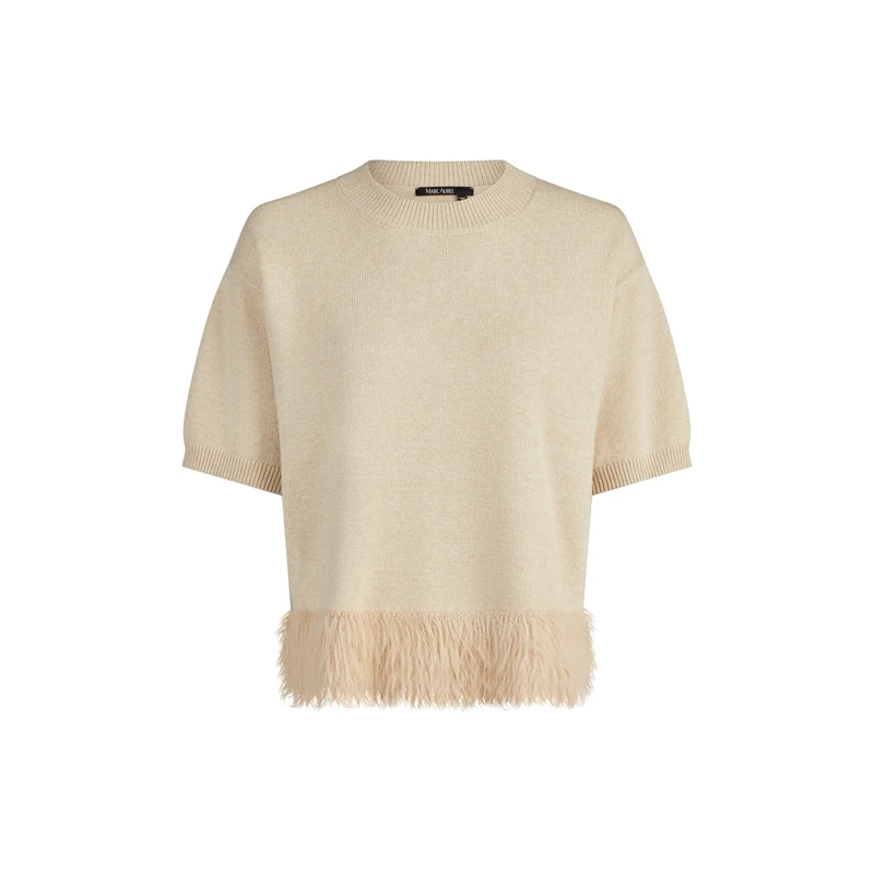 Marc Aurel  Pullover- Saumkante aus Pelzgarn- mit Rippenkan beige