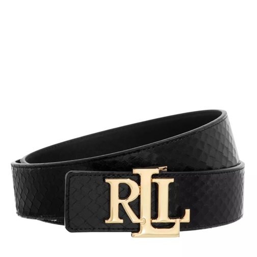 Lauren Ralph Lauren Rev Belt Wide Black Cintura in pelle