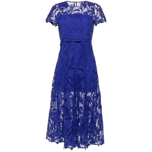 Self Portrait Midi Jurken Lace Midi Dress Blue