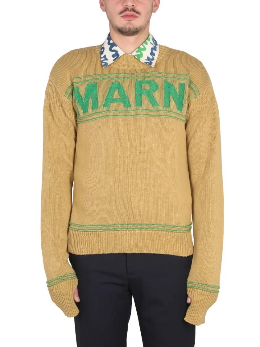 Thumbnail - Marni - Cross-Neck Knit Sweatshirt - Größe 48 - gelb