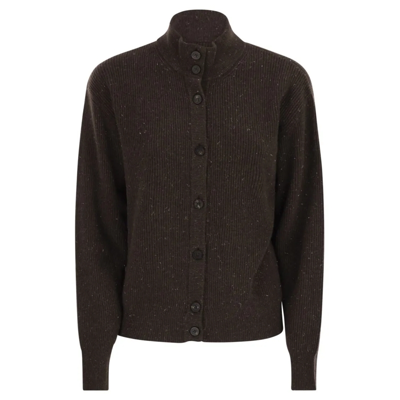 Peserico Vest Cardigan With Buttons In Wool, Silk And Cashmere Brown