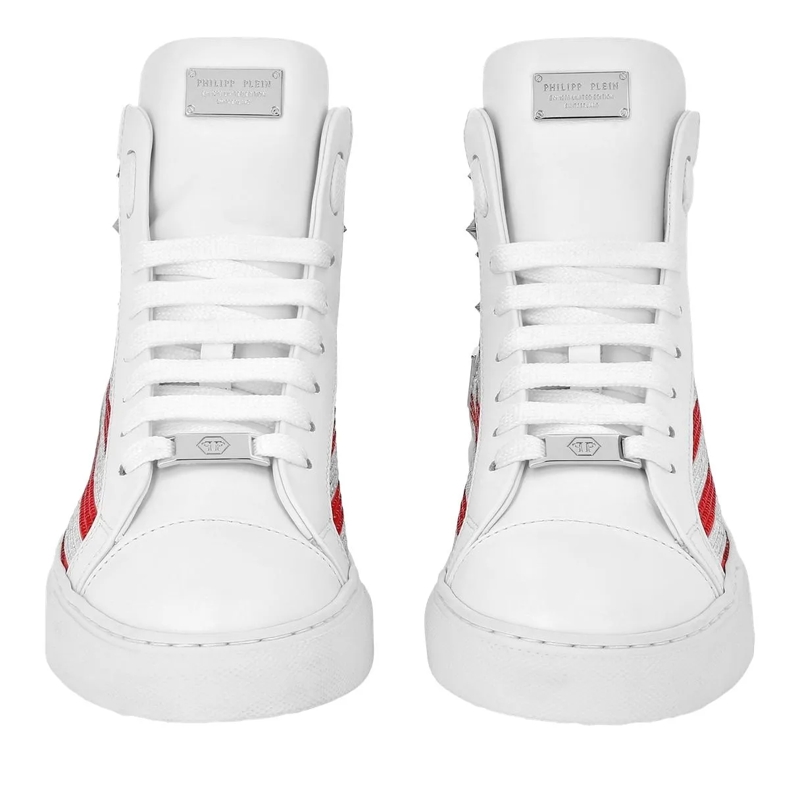 Philipp Plein High-Top-Sneaker Mid-Top Turnschuhe Mit Nieten Verziert weiss(Image 3)
