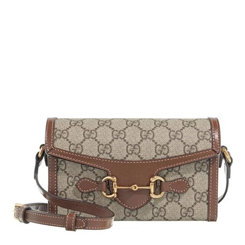 Gucci Gucci Horsebit 1955 Mini Bag Beige and Ebony GG Supreme Canvas Crossbody Bag